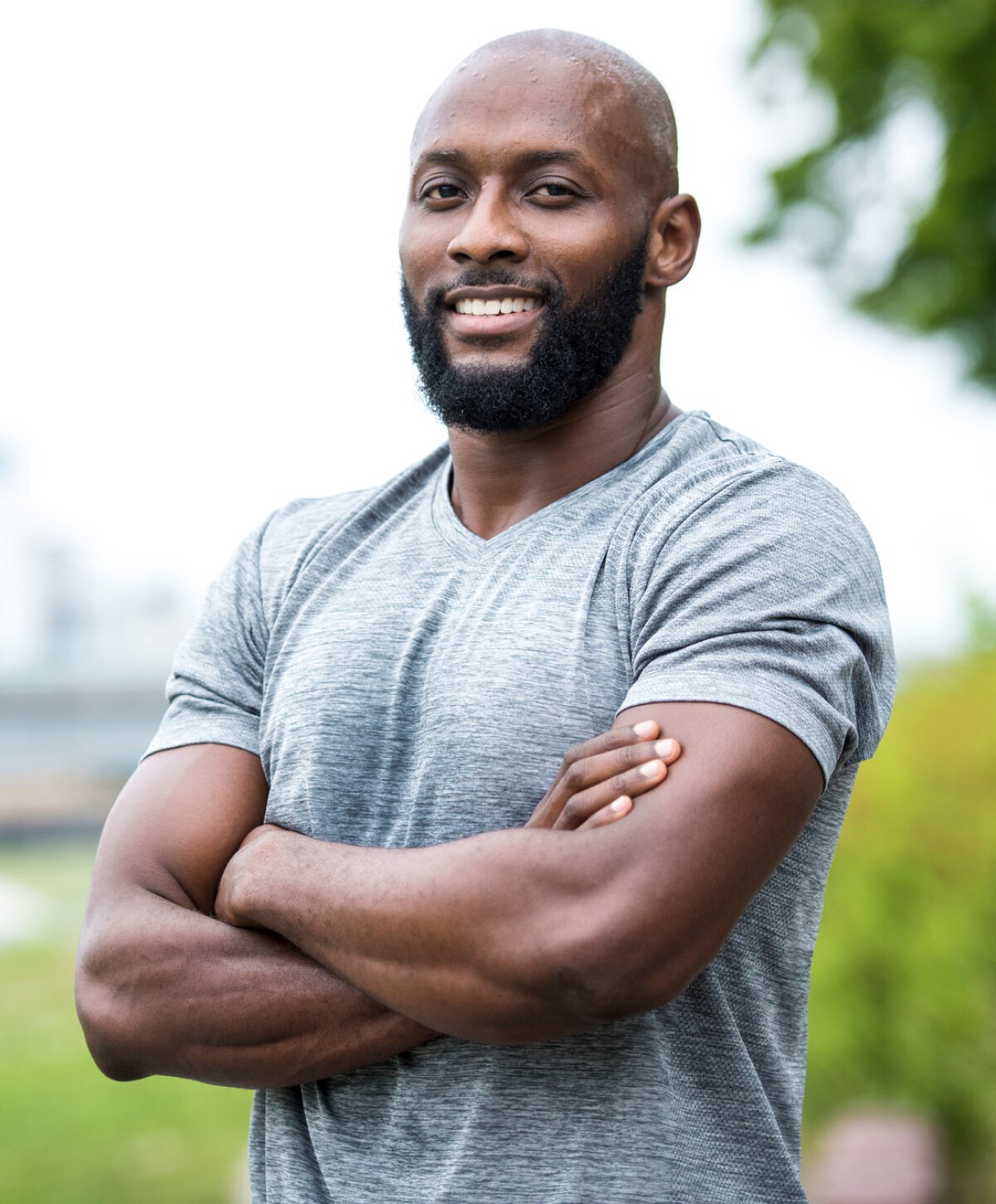 Dallas Testosterone Replacement Therapy model wearing gray